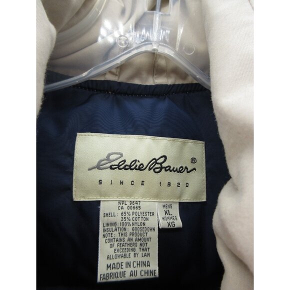 VINTAGE Eddie Bauer Vest XL Cream Goose Down Puffer Coat 90s Ski * - Picture 8 of 9